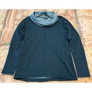 Ibex Northwest Pullover Sweater Womens Teal Blue Cowl Neck Long Sleeve Outdoor M